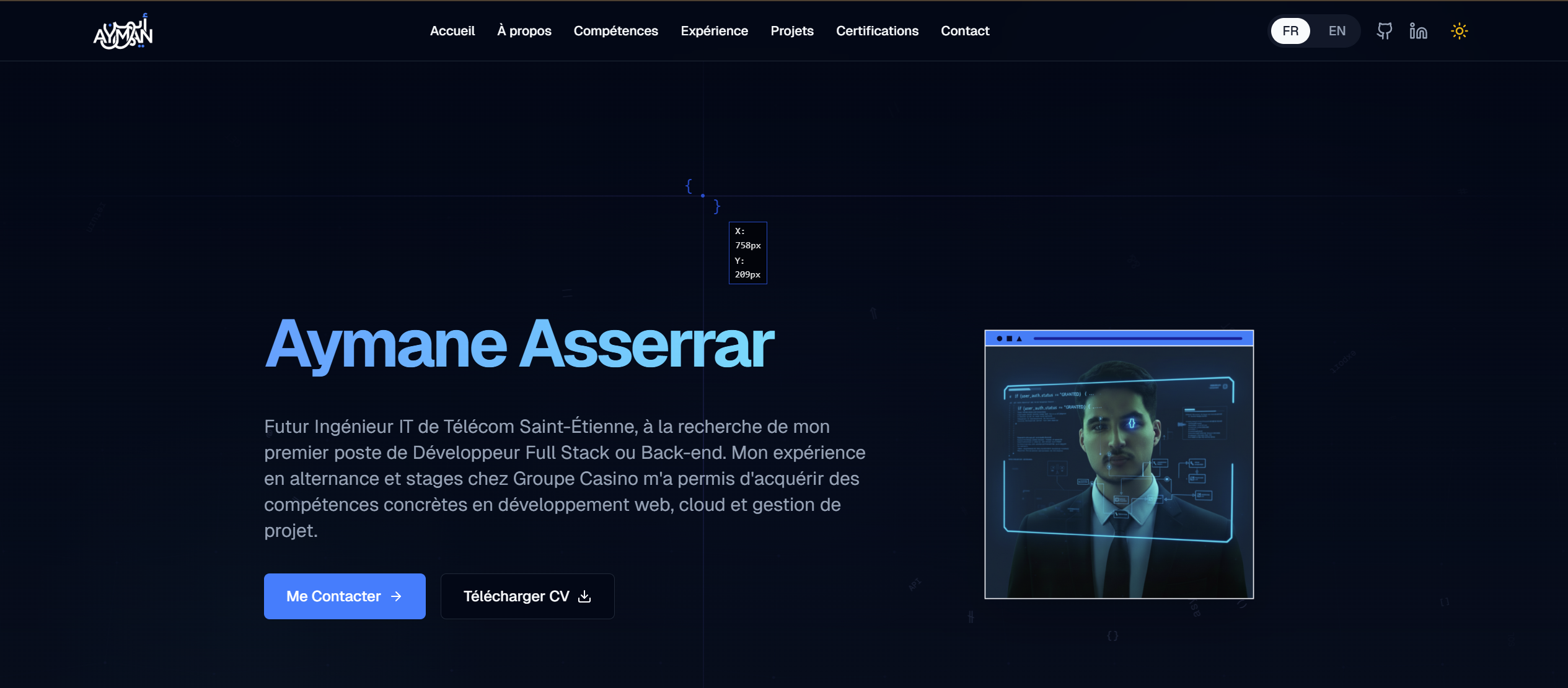 Section héro de la page d'accueil